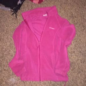 COPY - Columbia bright pink fuzzy fleece jacket